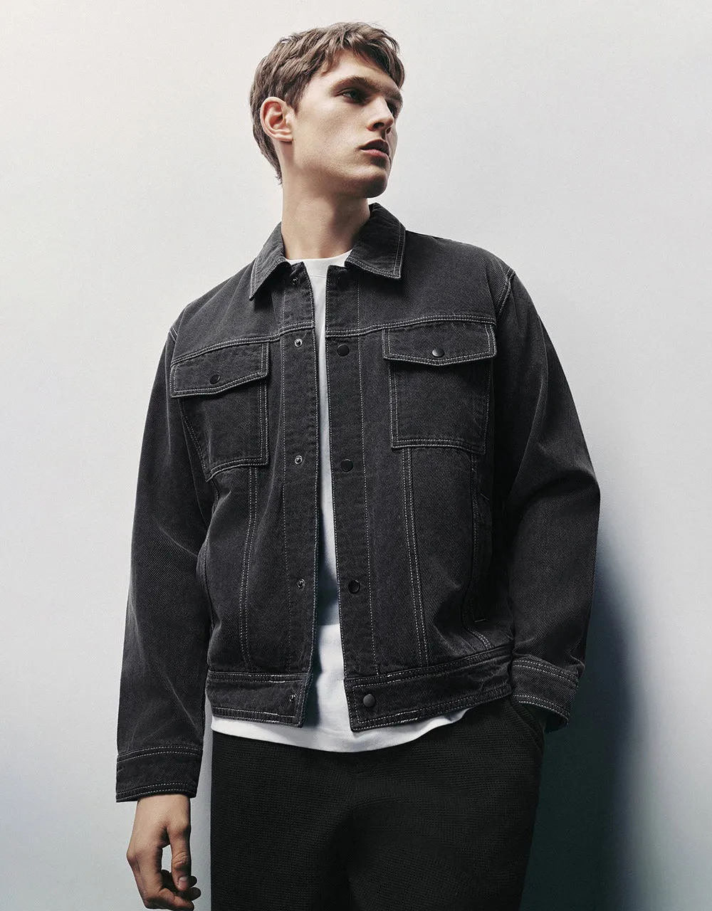 Button Up Denim Jacket sold by Urban Revivo