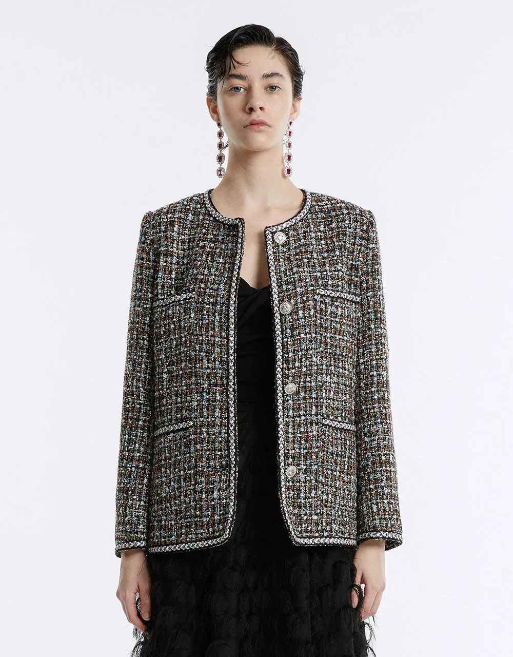 Tweed Button Up Jacket sold by Urban Revivo