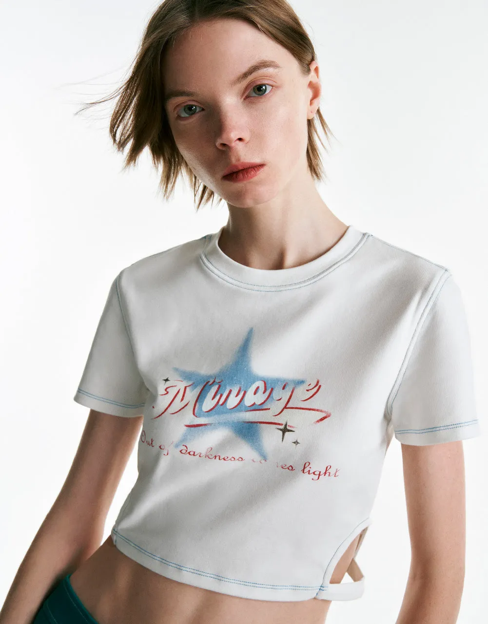 Printed Crew Neck Skinny T-Shirt sold by Urban Revivo product image thumbnail 5