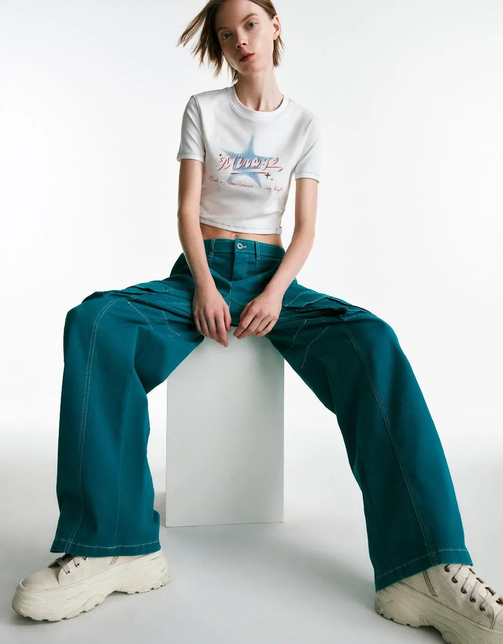 Printed Crew Neck Skinny T-Shirt sold by Urban Revivo product image thumbnail 3