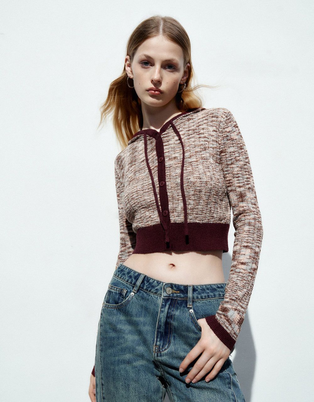 Printed Hooded Knitted Cardigan sold by Urban Revivo