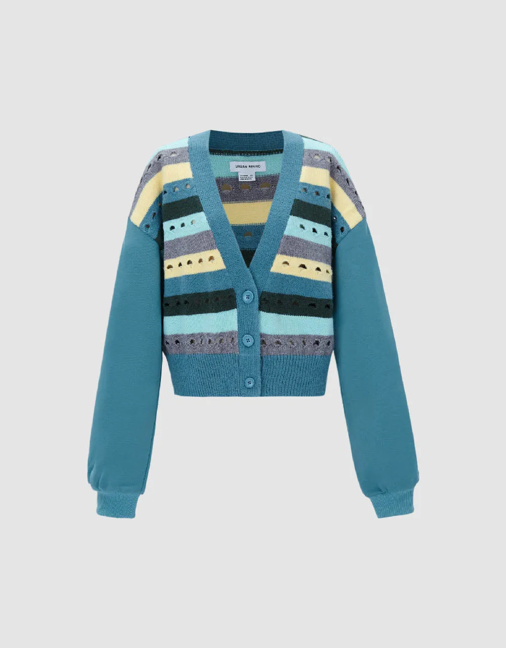 Striped V-Neck Knitted Cardigan sold by Urban Revivo product image thumbnail 2