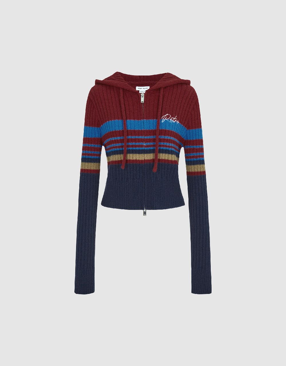 Zipper Front Hooded Knitted Cardigan sold by Urban Revivo