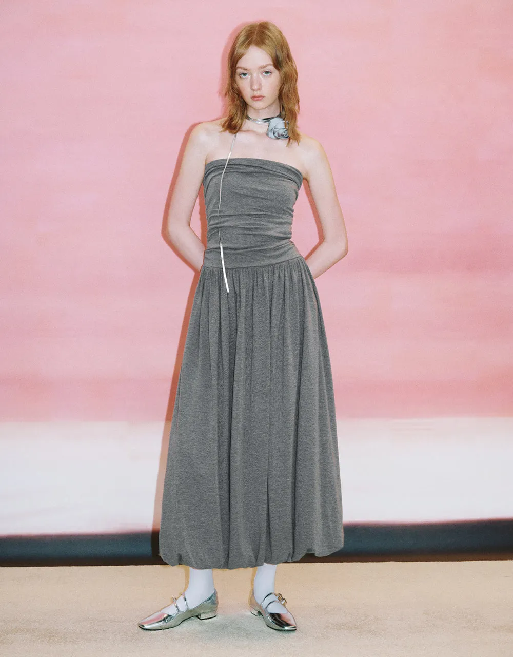 Ruched Sleeveless Off-Shoulder A-Line Dress sold by Urban Revivo