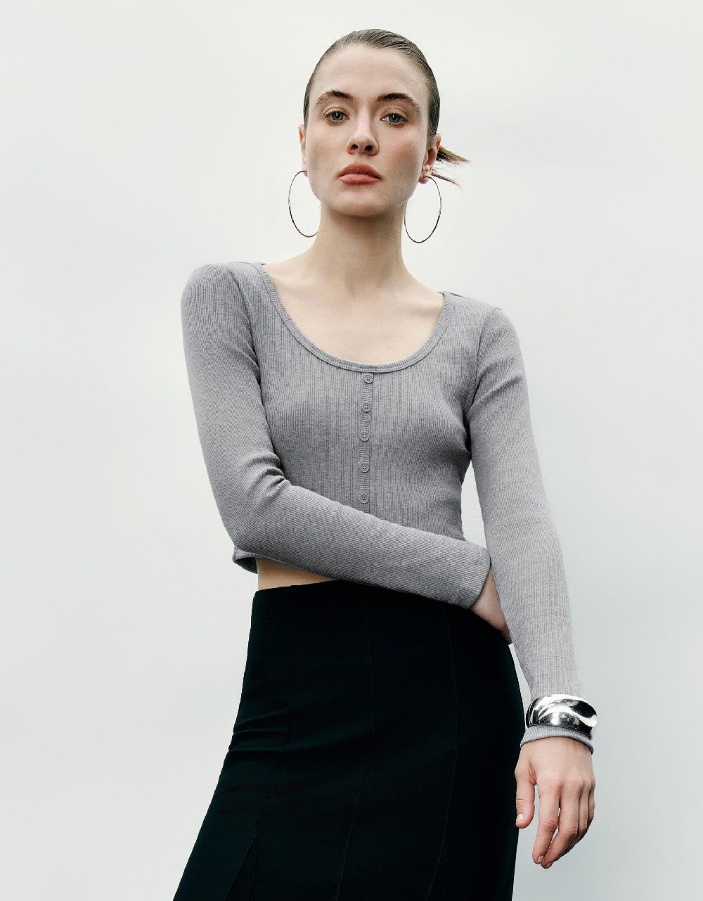 Basic Skinny Knitted T-Shirt sold by Urban Revivo