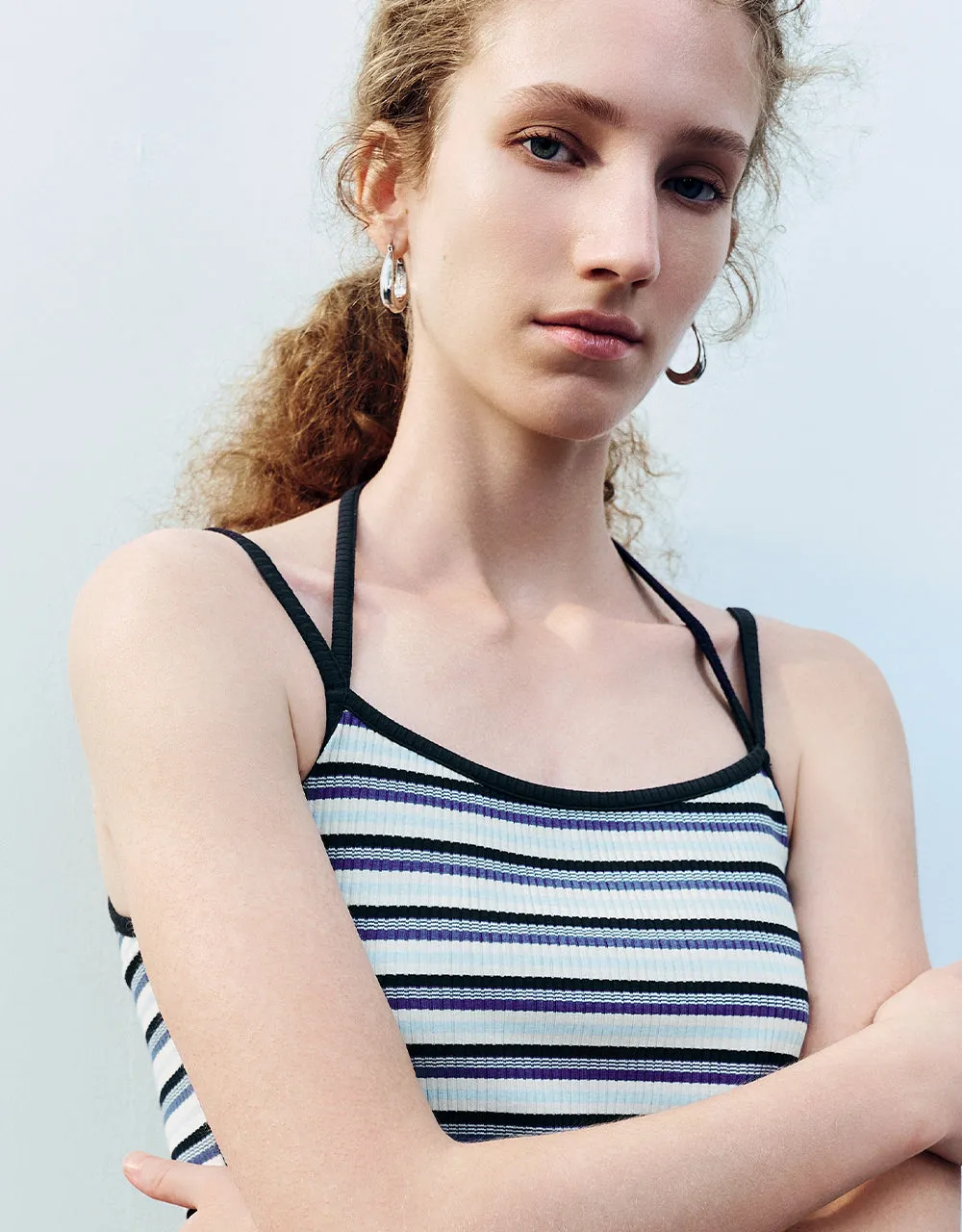 Striped Halter Neck Skinny Cami Top sold by Urban Revivo product image thumbnail 4