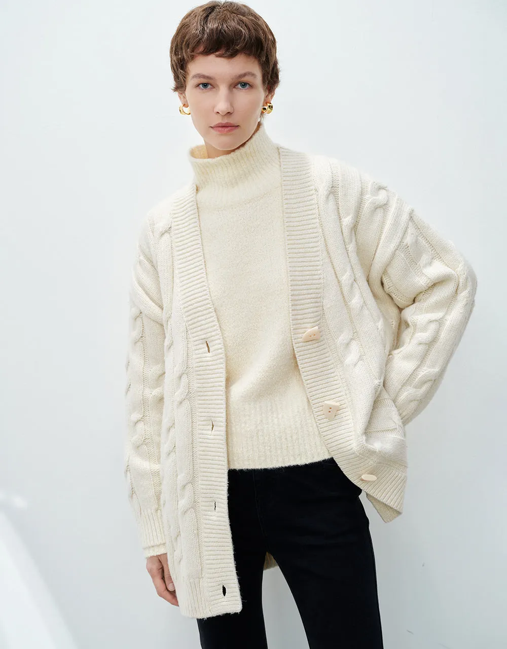 V-Neck Loose Knitted Cardigan sold by Urban Revivo