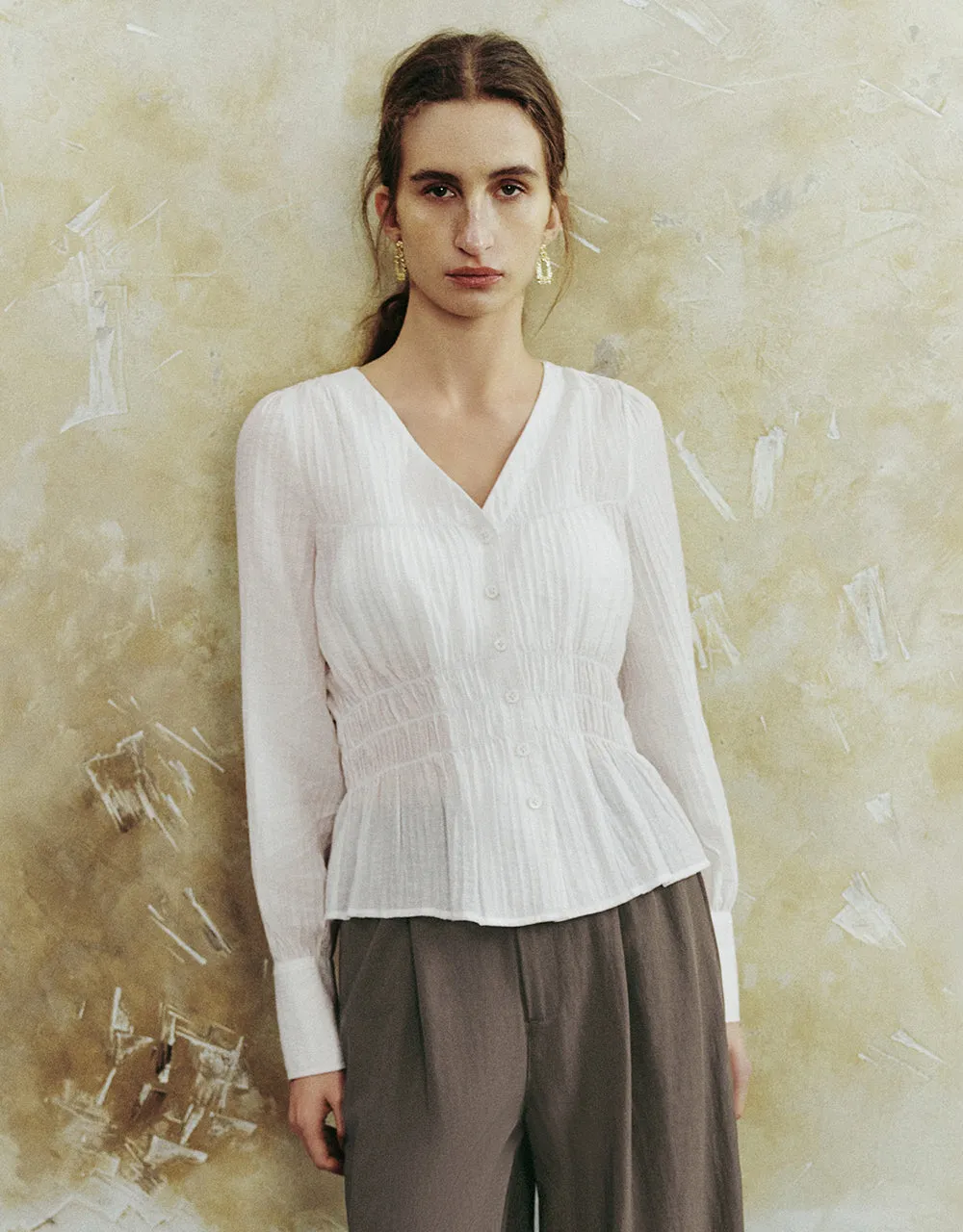 V-Neck Loose Shirt sold by Urban Revivo