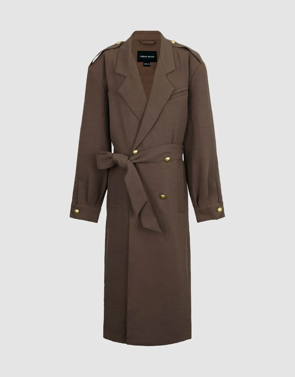 Notch Lapel Trench Coat With Belt sold by Urban Revivo product image thumbnail 2