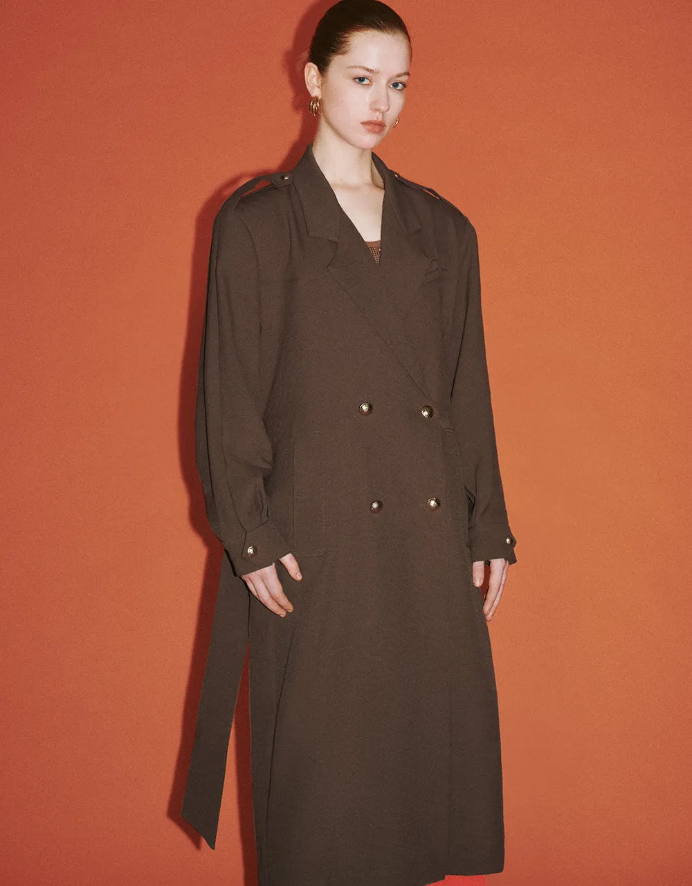 Notch Lapel Trench Coat With Belt sold by Urban Revivo product image thumbnail 3