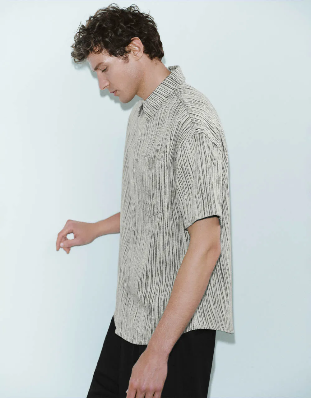 Textured Loose Denim Shirt sold by Urban Revivo product image thumbnail 3