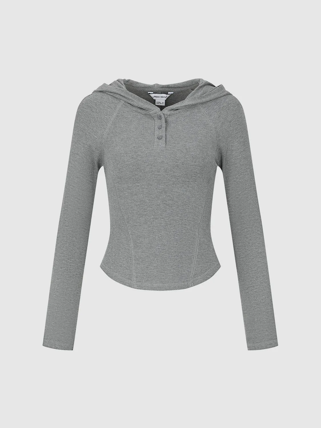 Button Half Placket Hooded Skinny T-Shirt sold by Urban Revivo product image thumbnail 2