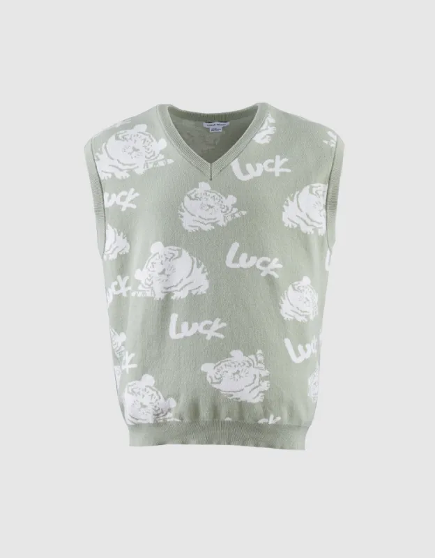 Printed Sweater Vest sold by Urban Revivo