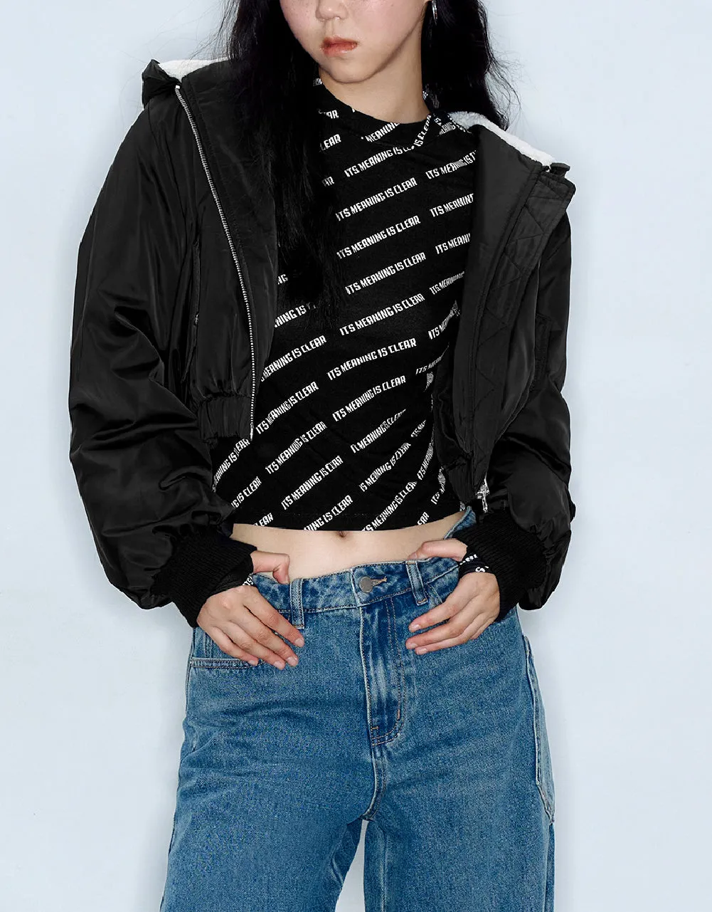 Zipper Front Hooded Padded Coat sold by Urban Revivo product image thumbnail 3