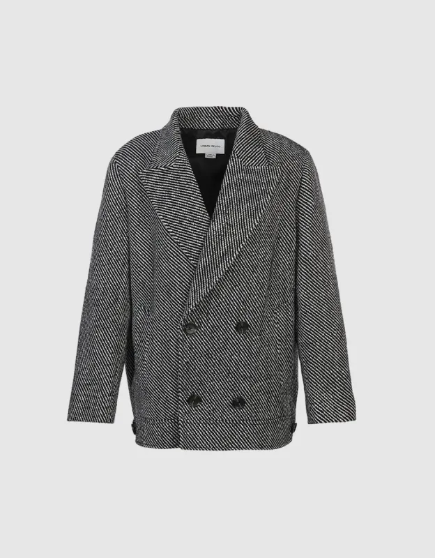 Double Breasted Striped Woolen Coat sold by Urban Revivo