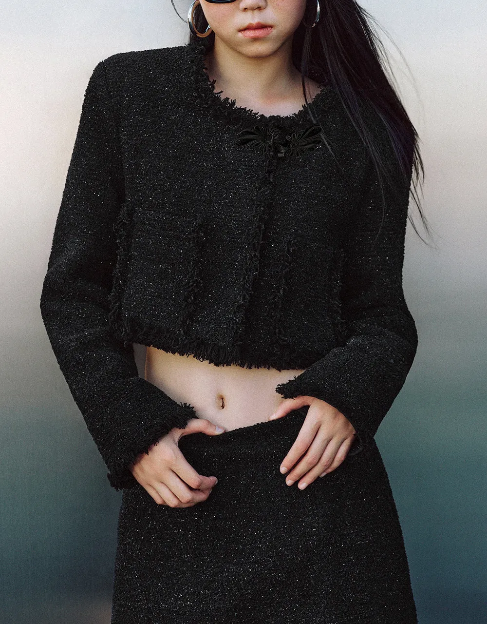 Raw Hem Crew Neck Denim Jacket sold by Urban Revivo product image thumbnail 2