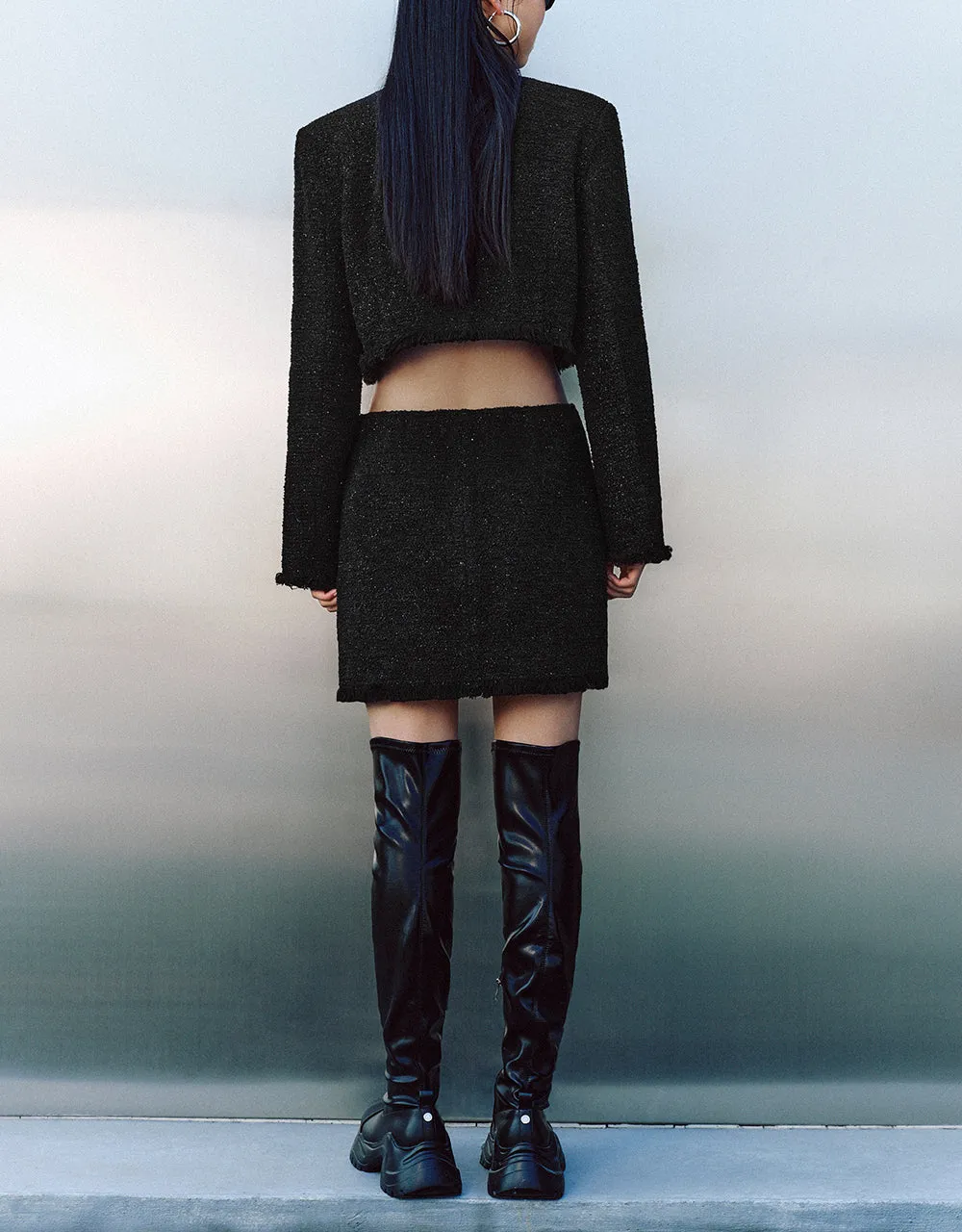 Raw Hem Crew Neck Denim Jacket sold by Urban Revivo product image thumbnail 5