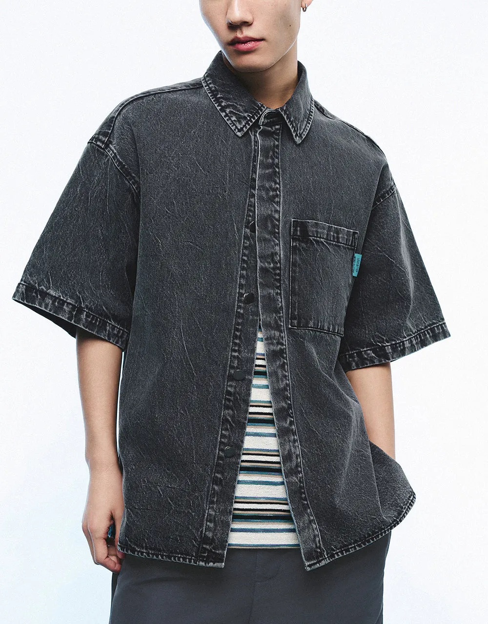 Button Up Denim Shirt sold by Urban Revivo product image thumbnail 2