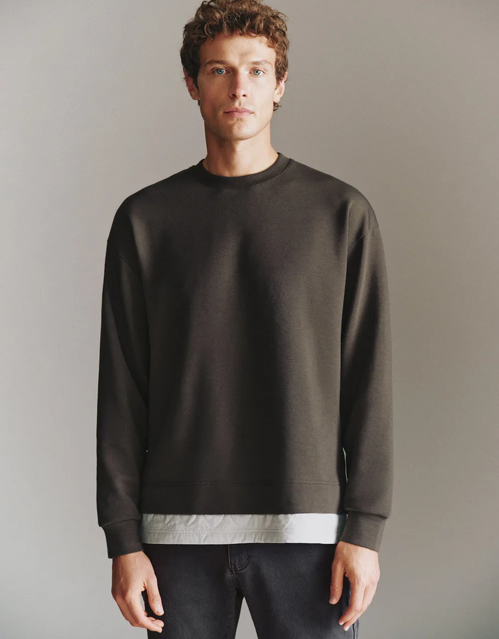 Crew Neck Straight Sweatshirt sold by Urban Revivo