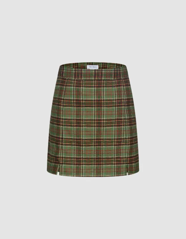 Checkered Mini A-Line Skirt sold by Urban Revivo