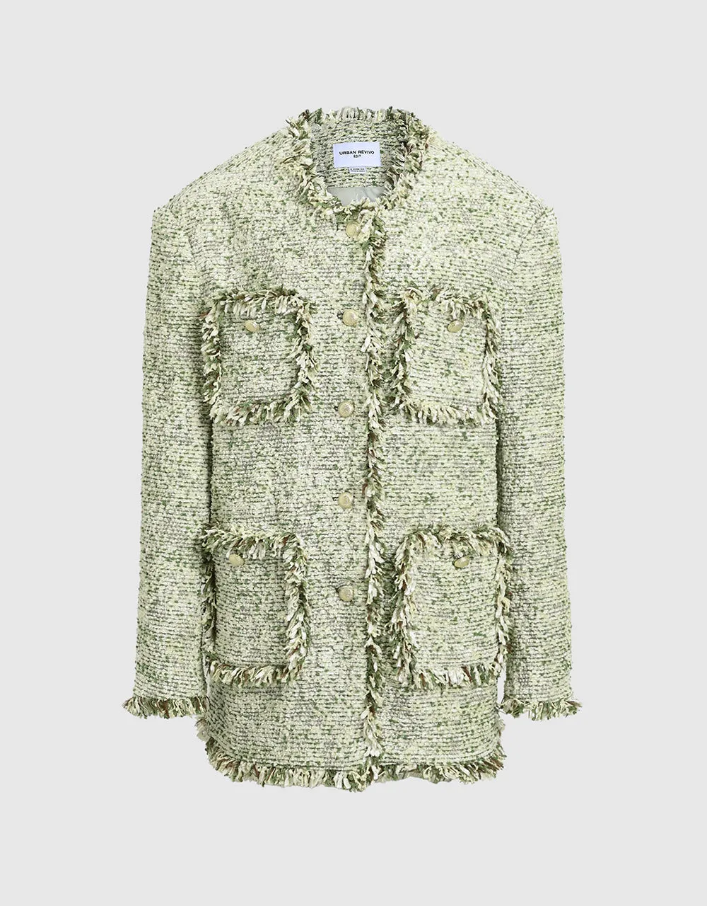 Raw Hem Crew Neck Tweed Jacket sold by Urban Revivo product image thumbnail 2