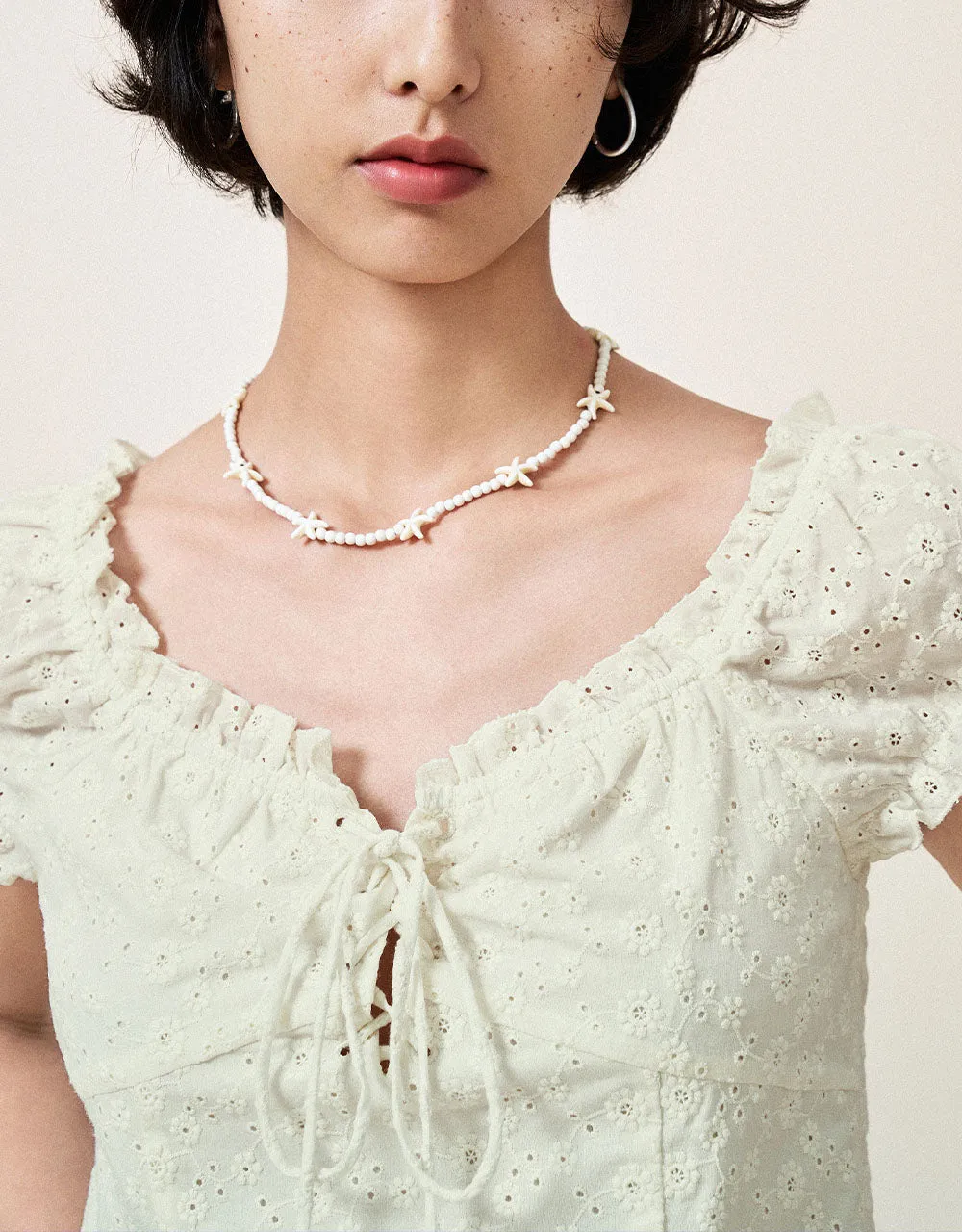 Square-cut Collar Lace Up Blouse sold by Urban Revivo product image thumbnail 4