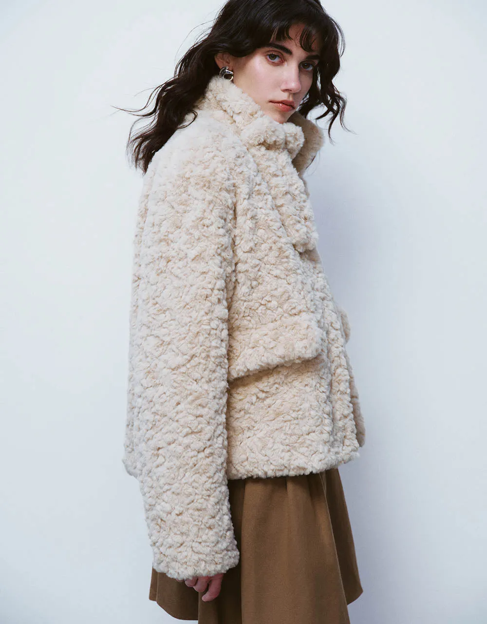 Furry Stand Collar Straight Jacket sold by Urban Revivo product image thumbnail 2