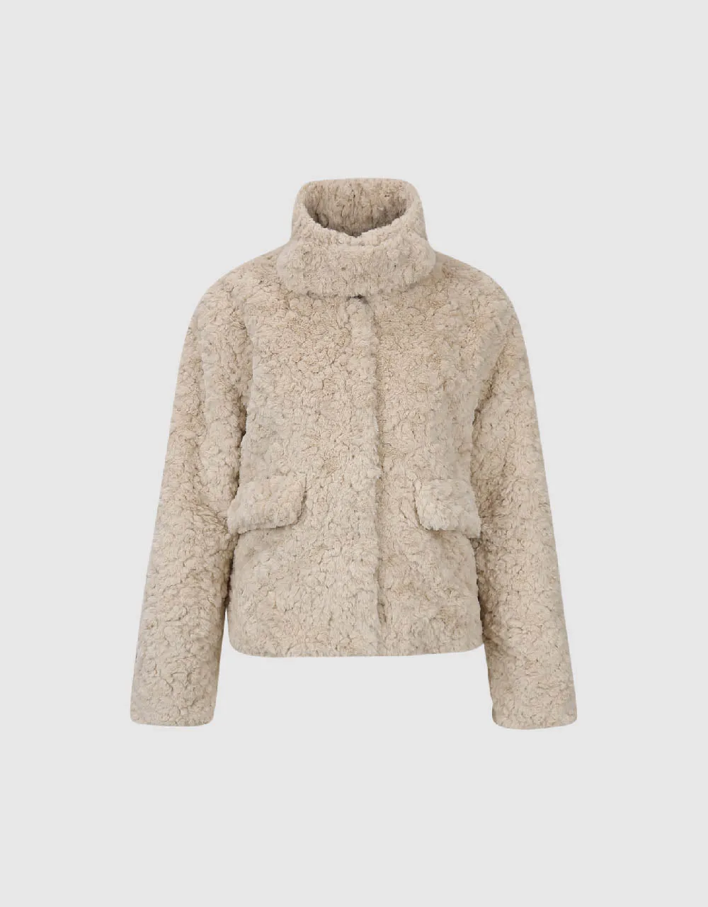 Furry Stand Collar Straight Jacket sold by Urban Revivo product image thumbnail 5