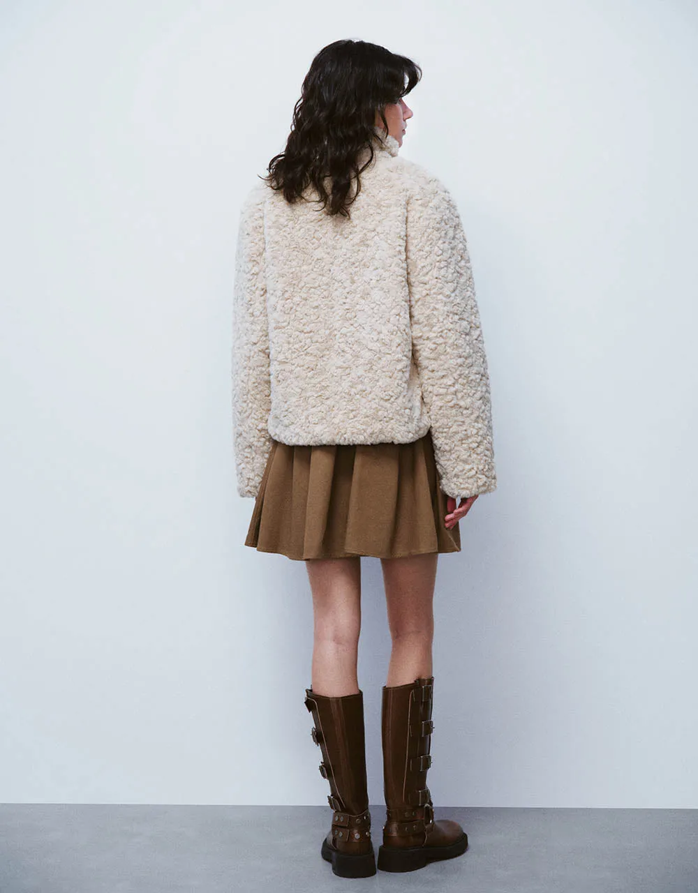 Furry Stand Collar Straight Jacket sold by Urban Revivo product image thumbnail 3