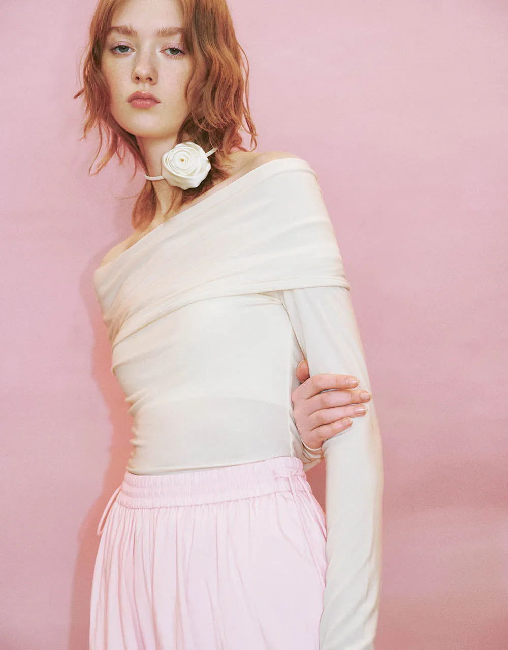 Off-Shoulder Skinny Knitted T-Shirt sold by Urban Revivo product image thumbnail 3