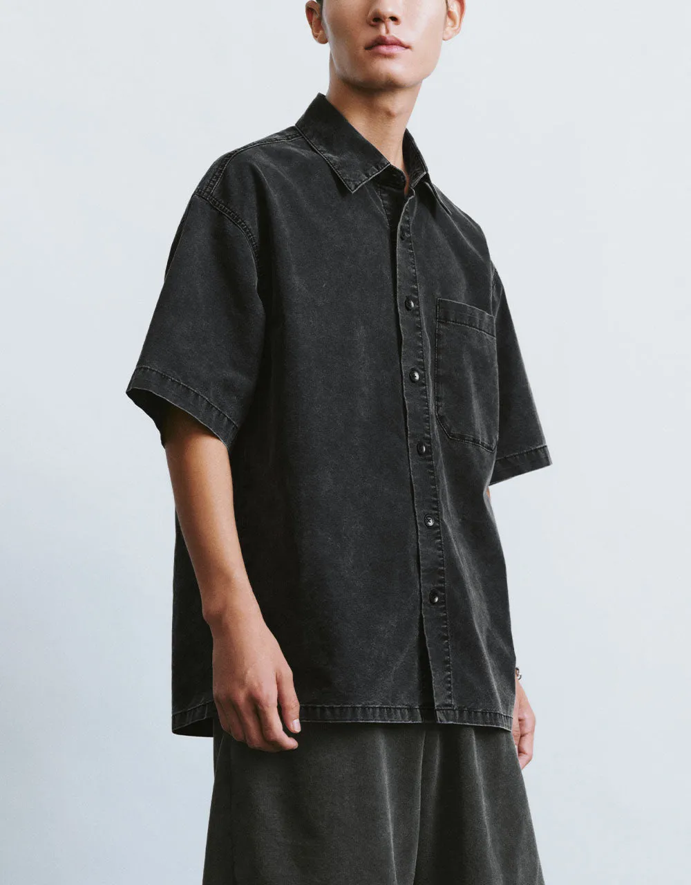 Button Up Denim Shirt sold by Urban Revivo product image thumbnail 3