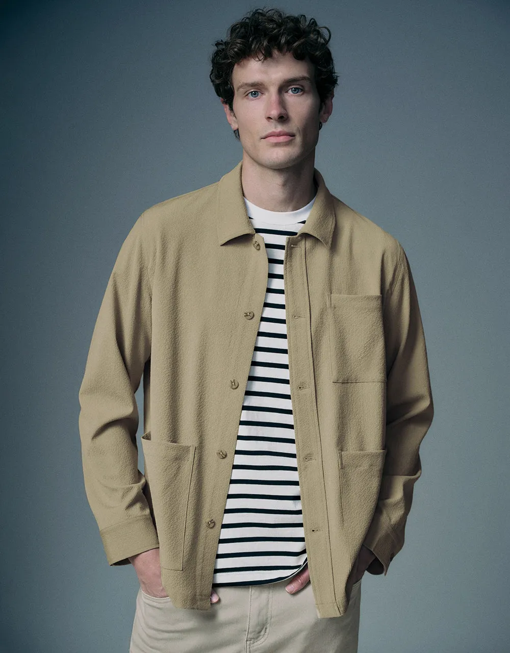 Textured Button Up Straight Jacket sold by Urban Revivo