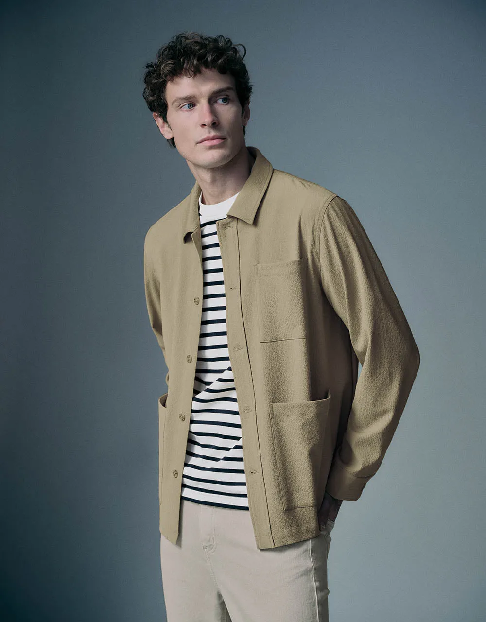 Textured Button Up Straight Jacket sold by Urban Revivo product image thumbnail 3