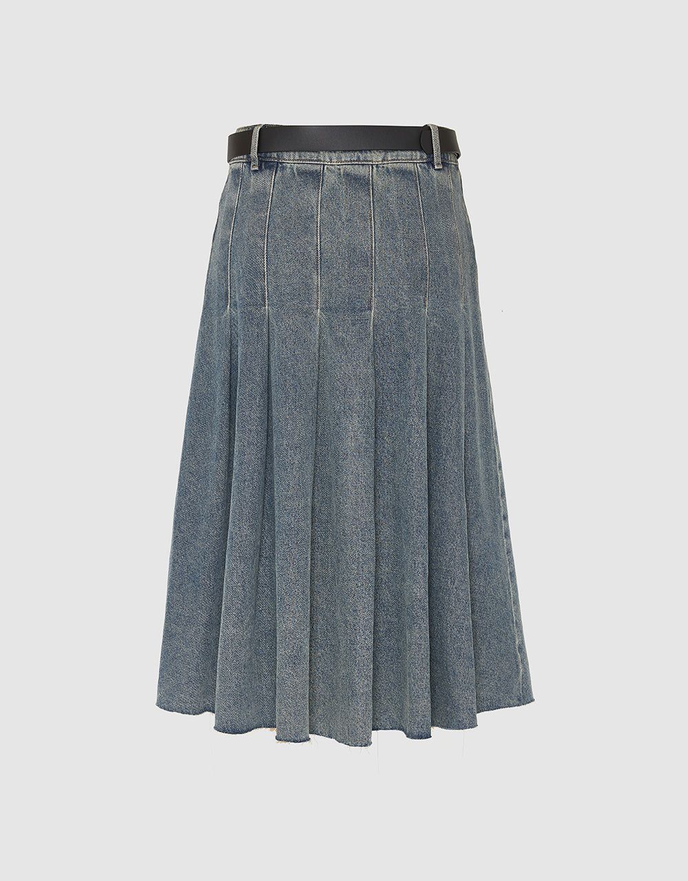 Pleated Midi A-Line Denim Skirt sold by Urban Revivo product image thumbnail 3