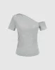 One Shoulder Knitted Skinny T-Shirt sold by Urban Revivo