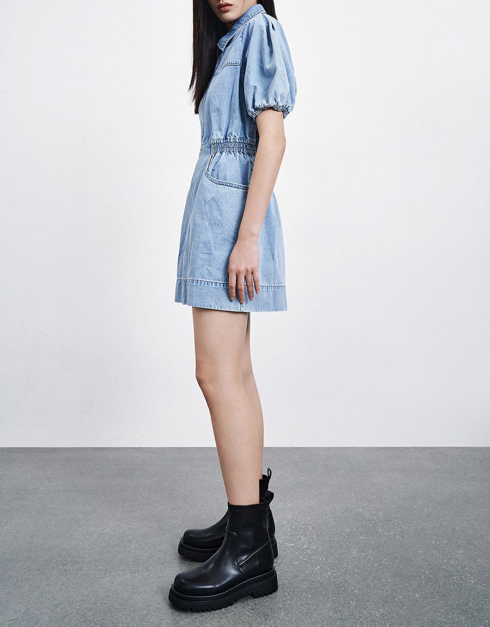 Zip Front Elastic Waist Denim Dress sold by Urban Revivo product image thumbnail 5