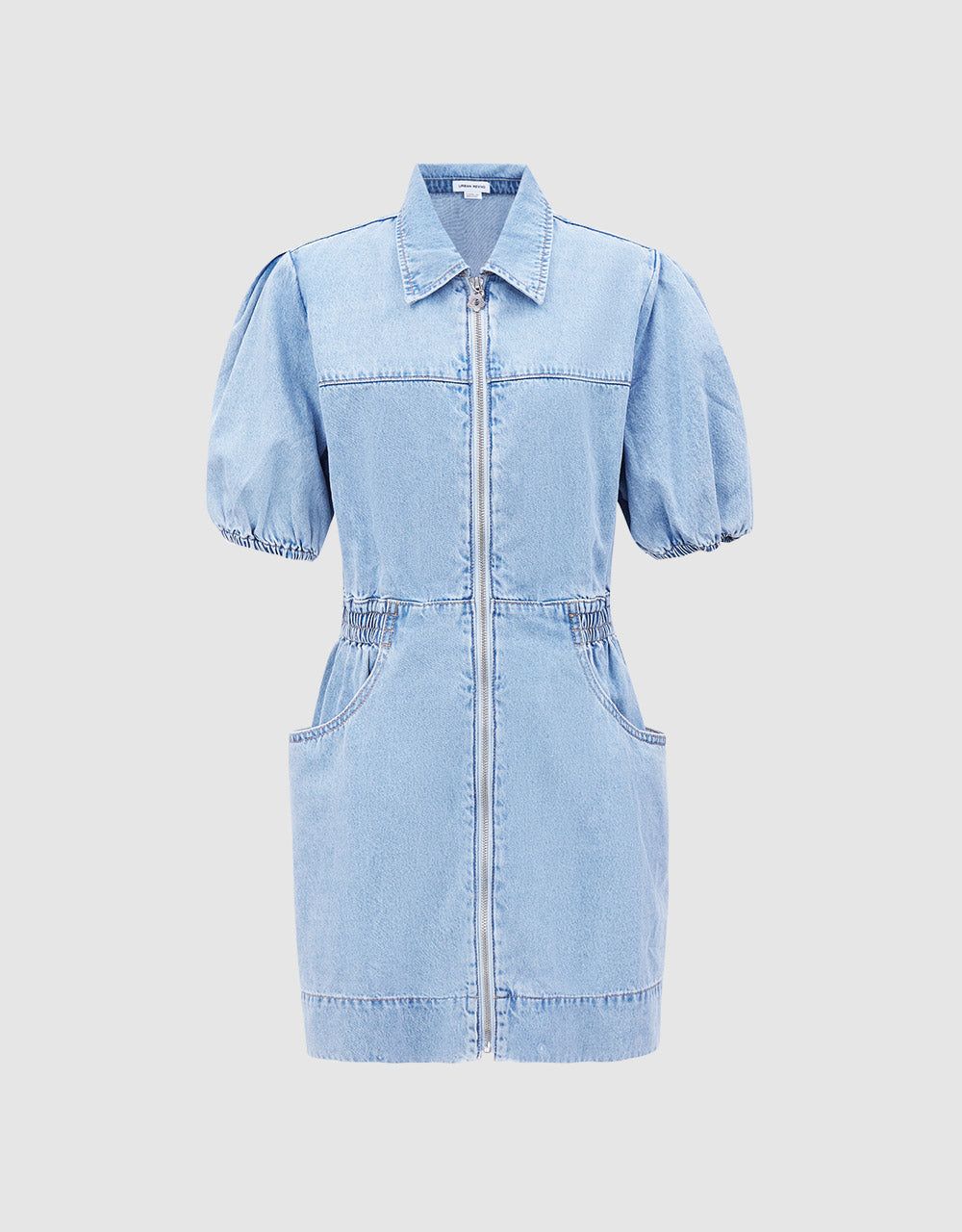 Zip Front Elastic Waist Denim Dress sold by Urban Revivo