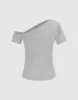 One Shoulder Knitted Skinny T-Shirt sold by Urban Revivo