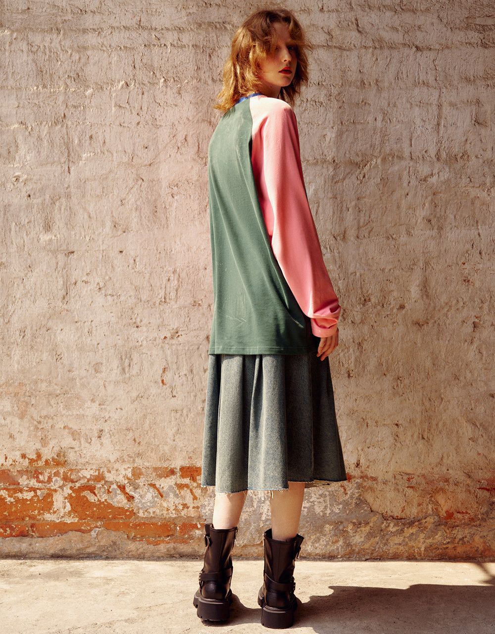 Pleated Midi A-Line Denim Skirt sold by Urban Revivo product image thumbnail 5