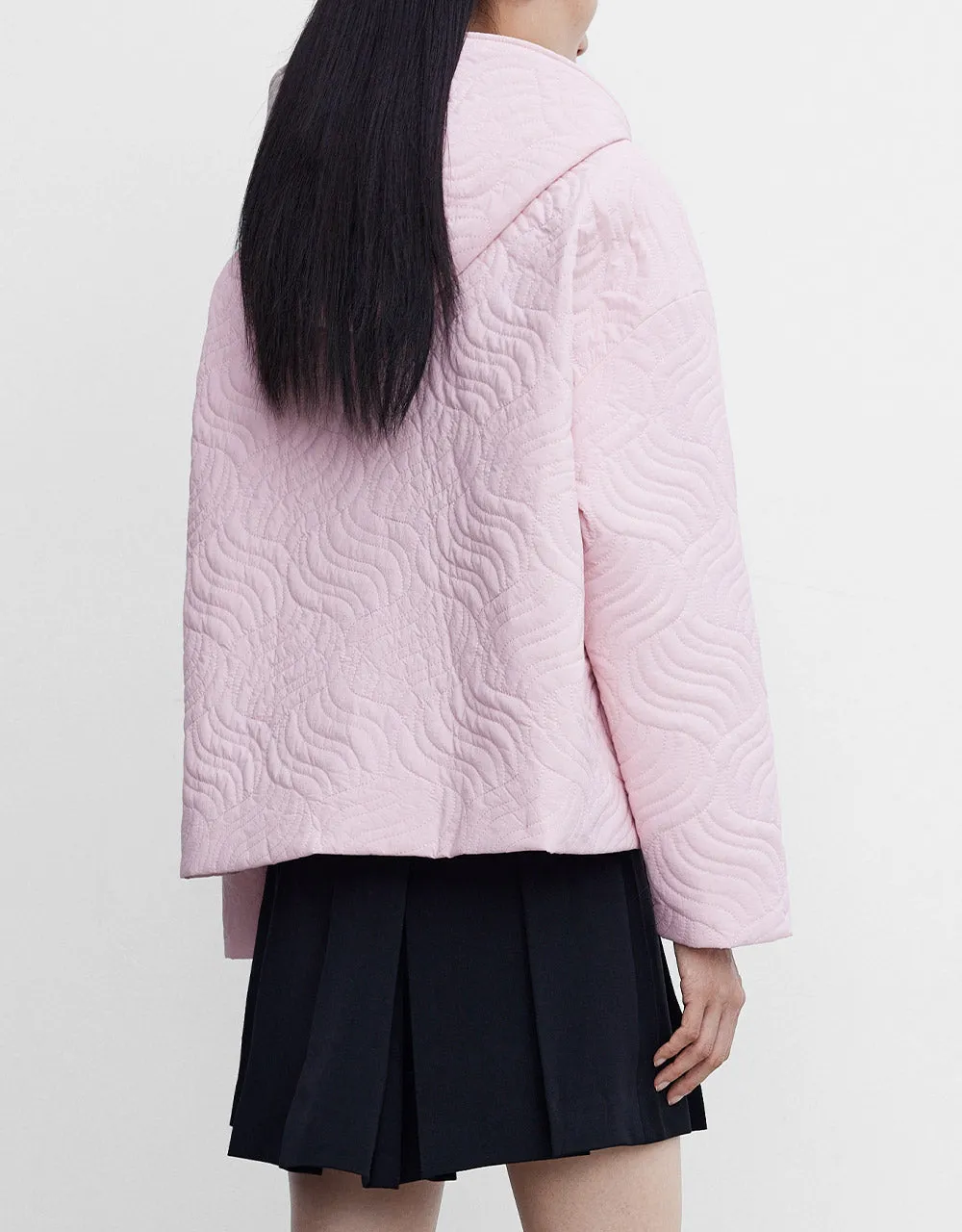 Tie Front Hooded Textured Winter Coat sold by Urban Revivo product image thumbnail 5