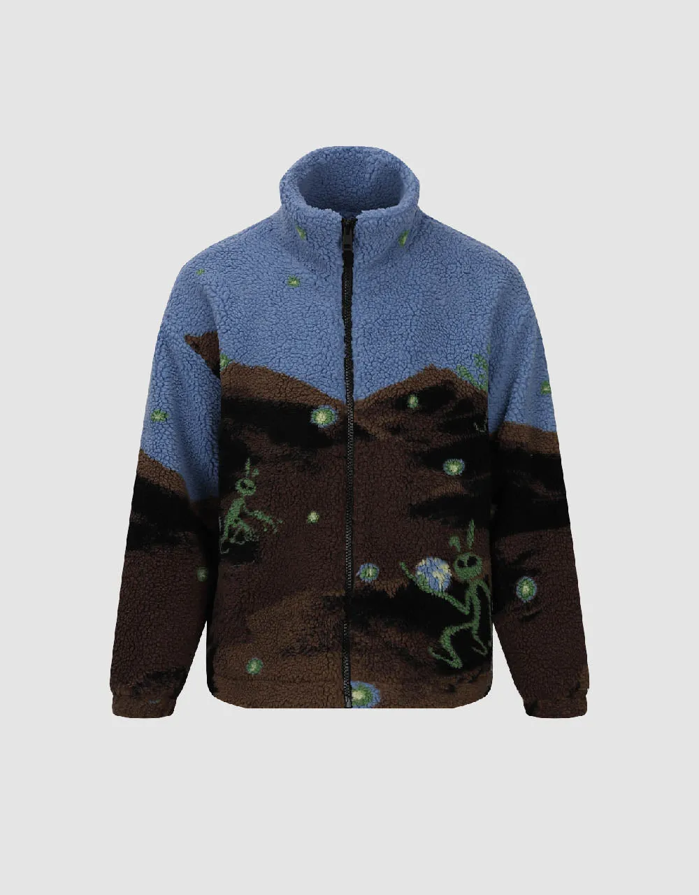 Printed Stand Collar Furry Jacket sold by Urban Revivo product image thumbnail 2