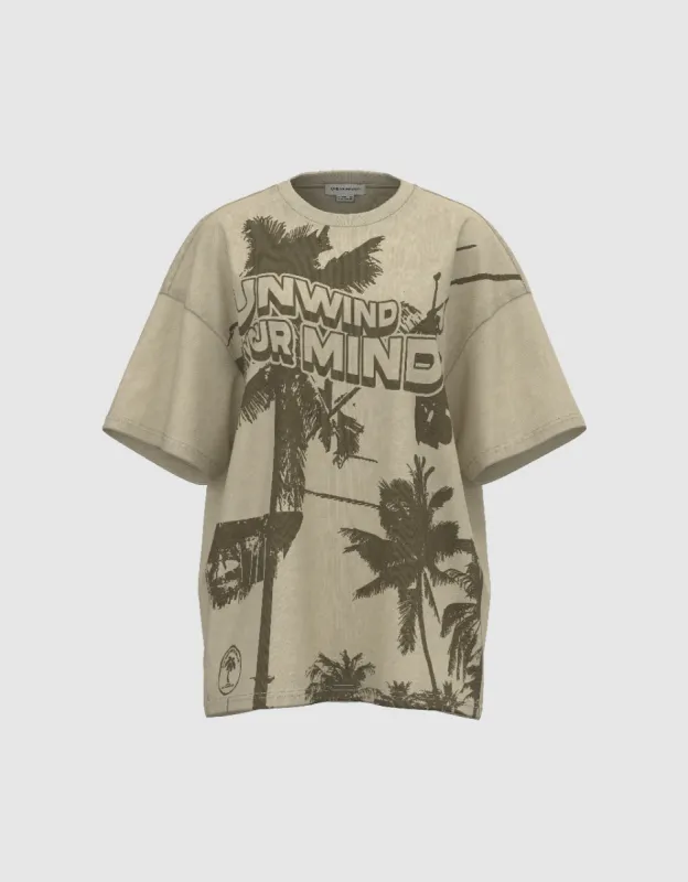 Printed Crew Neck Loose T-Shirt sold by Urban Revivo