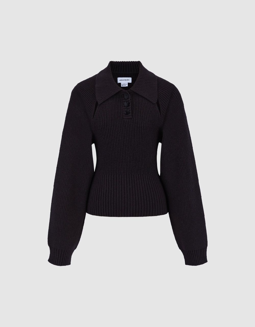 Cut-Out Lapel Knitted T-Shirt sold by Urban Revivo product image thumbnail 2