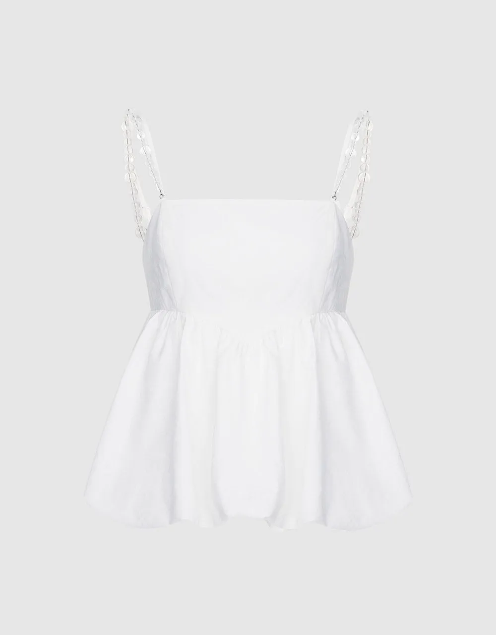 Ruffle Hem Cami Top With Beaded Strap sold by Urban Revivo