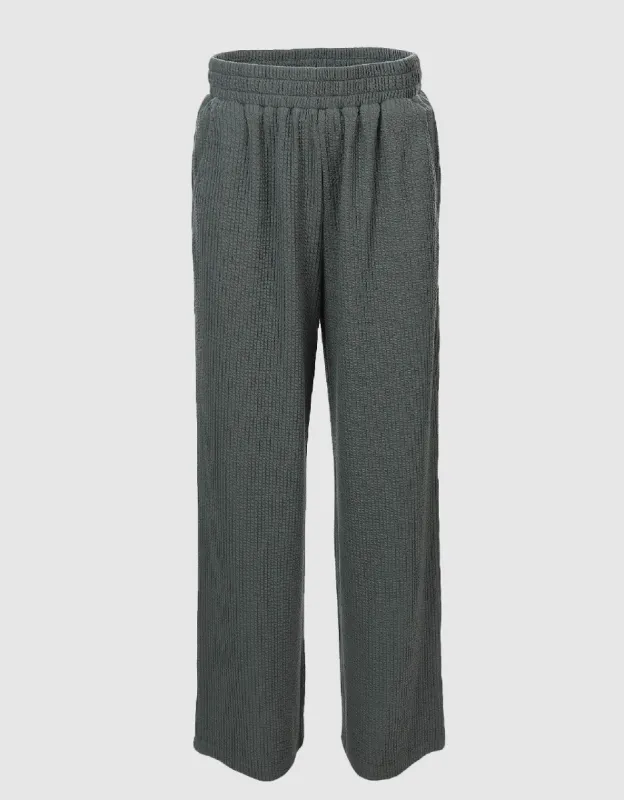 Knitted Elastic Waist Straight Pants sold by Urban Revivo