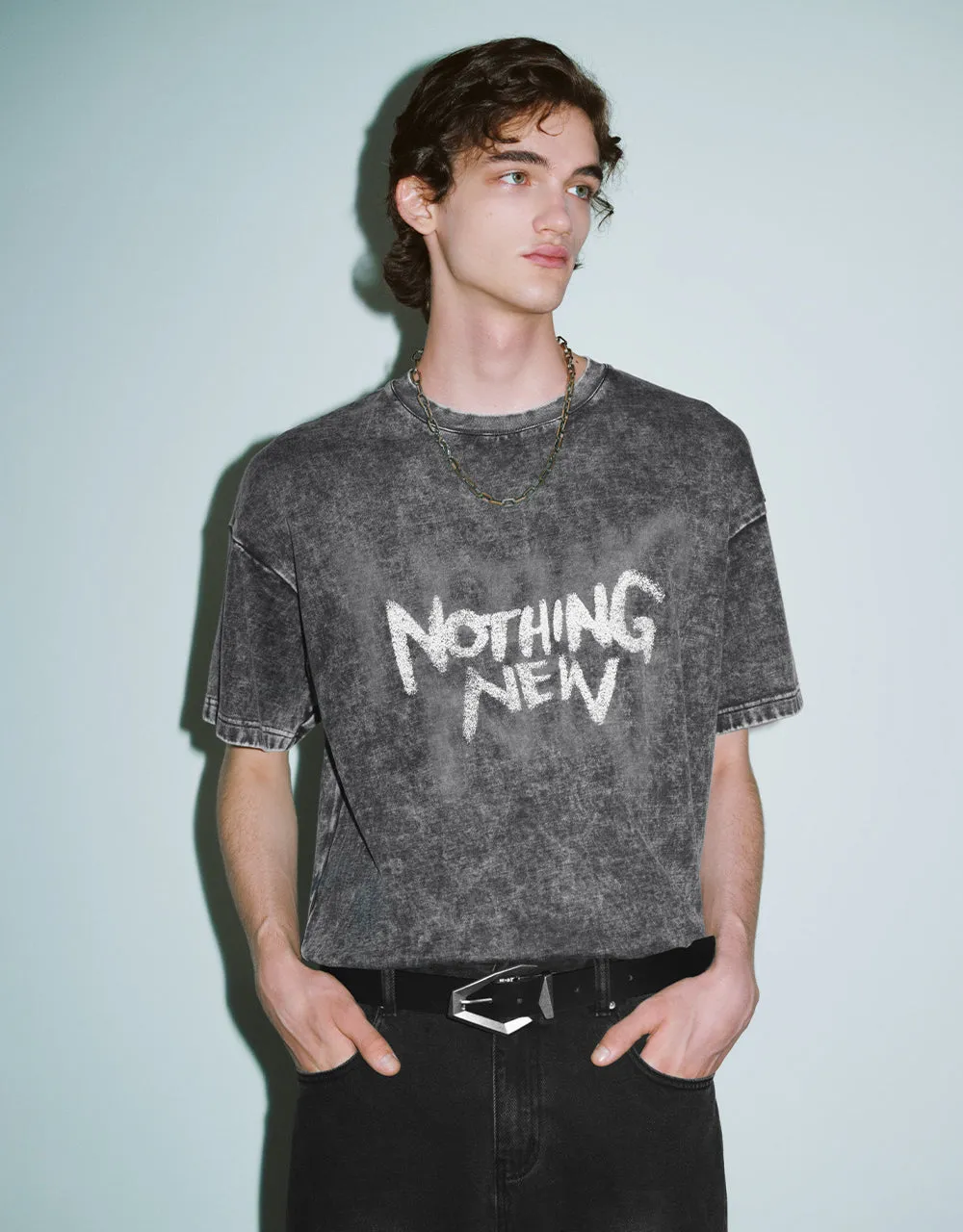 Printed Crew Neck Loose T-Shirt sold by Urban Revivo