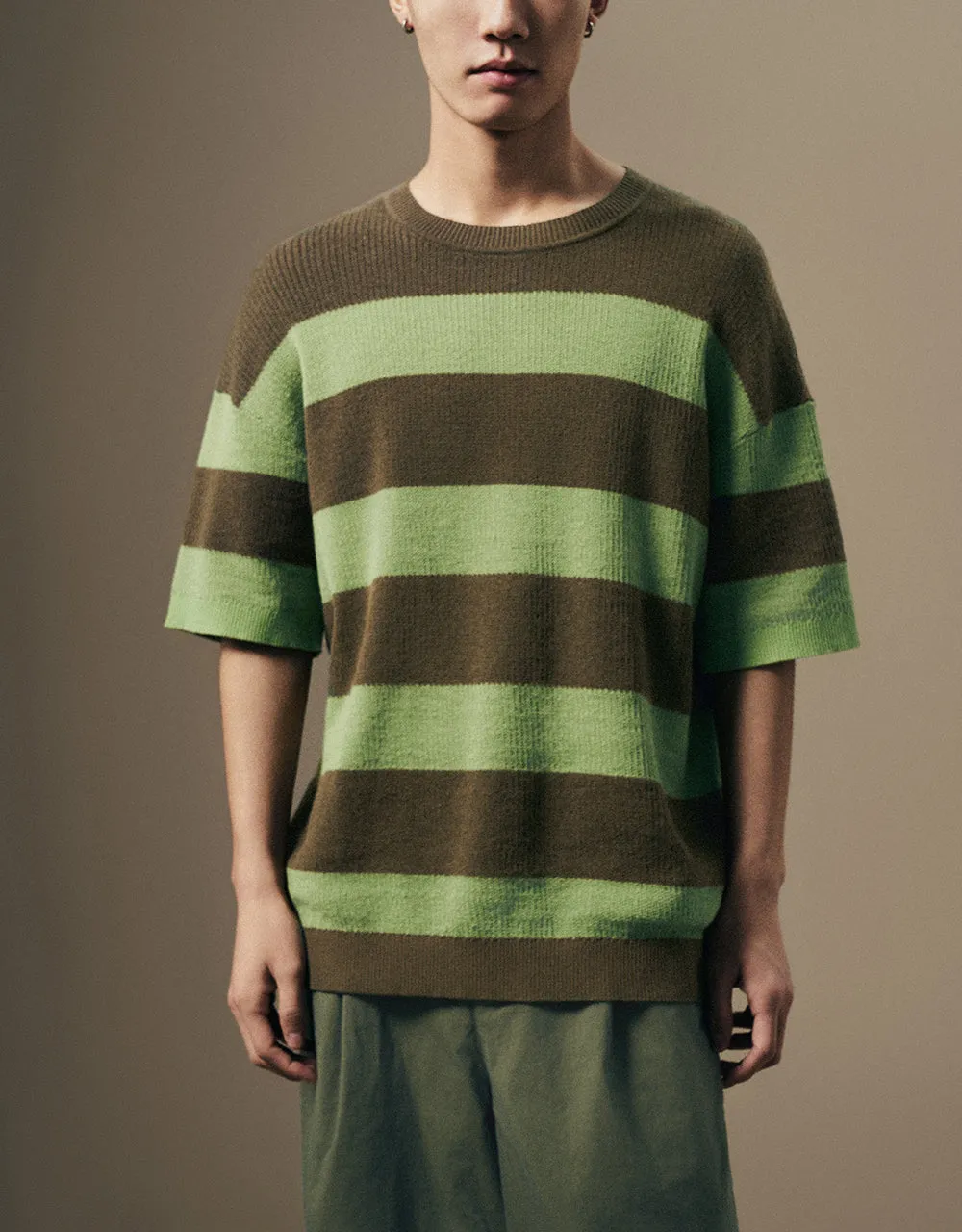 Striped Crew Neck Knitted T-Shirt sold by Urban Revivo product image thumbnail 2