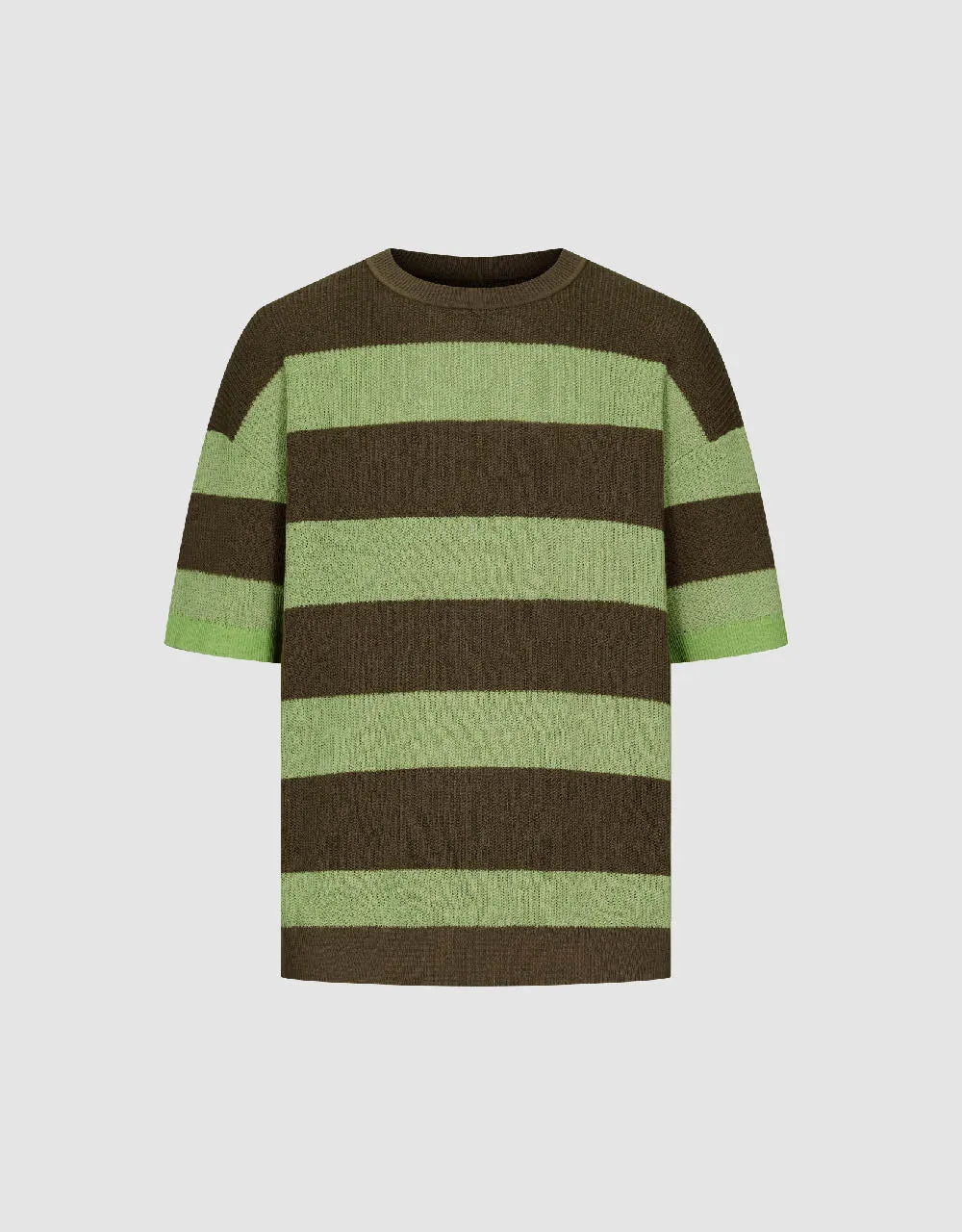 Striped Crew Neck Knitted T-Shirt sold by Urban Revivo