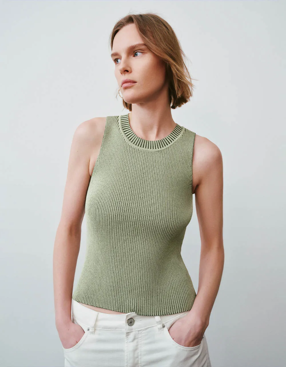 Crew Neck Knitted Tank Top sold by Urban Revivo