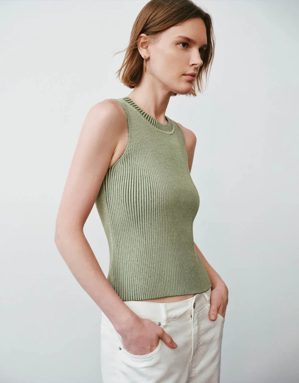 Crew Neck Knitted Tank Top sold by Urban Revivo product image thumbnail 2